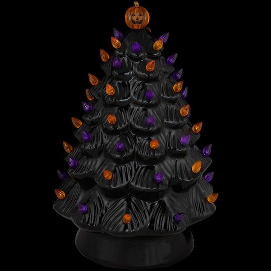 14.75" Black LED Ceramic Halloween Tree with Pumpkin By Northlight | Michaels®